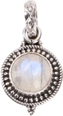 Produktbild von Silberanhänger, Kleiner Runder Boho Kettenanhänger - Mondstein, Silber-Farben, SterlingSilber, 1,5*1,5*0,5 cm, Anhänger & Amulette aus Silber