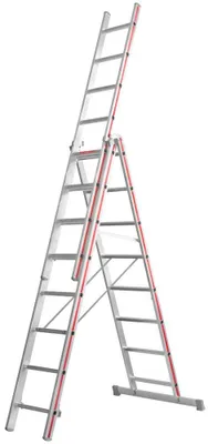 Produktbild von Hymer Allzweckleiter, dreiteilig, 3x7 Sprossen, senkr. Höhe 3,28 m, Reichhöhe 4,07 / 5,75 m, Gewicht 13,0 kg