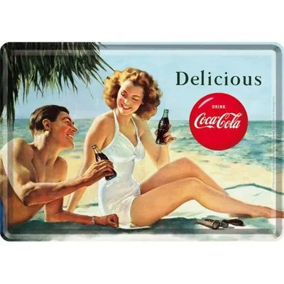 Produktbild von Nostalgic-Art - Blechpostkarte - Coca-Cola - Beach Couple