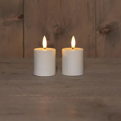 Productafbeelding van B.O.T. 2Pcs 3D Wick White Candle kaars 4,5X8 cm 2X2Aaa Anna's Collection