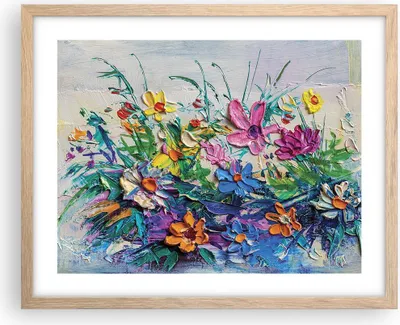 Produktbild von Gerahmtes Poster - Rahmen in heller Eiche - Blumen die Farben pastos - 50x40 cm - Wand Bild - Wanddeko - Wandbilder - Kunstposter - Wandposter - Bilderrahmen - Bilder - Kunstdruck - P2NAA50x40-4521