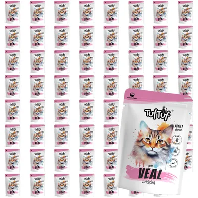 Produktbild von Tuftuf | Feuchtfutter für Katzen - 60x100g - Kalb - Nassfutter - Hochwertige Proteinquelle