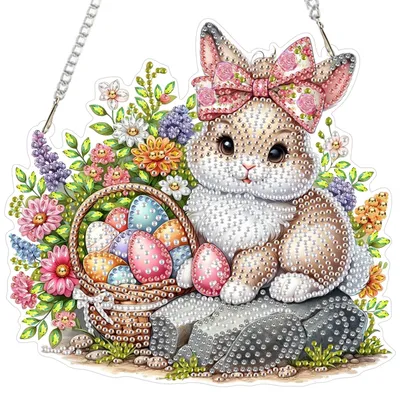 Diamantmalerei Osterhase Anhänger mit Kette, Kristall Set