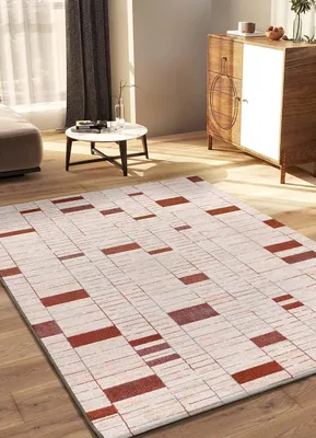 Produktbild von ATTICGO Kurzflorteppich BERUTI Geometrisch in Beige / Kupfer, 133x190 cm