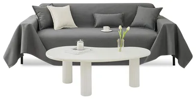 Bankabdeckung 190x230 cm, Teddyvelours, Dunkelgrau, Antirutsch