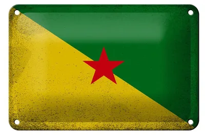 Produktbild von Blechschild Flagge Französisch-Guayana 18x12cm Flag Vintage Dekoration