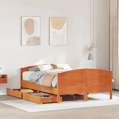 Produktbild von Möbel Massivholzbett ohne Matratze Wachsbraun 135x190 cm Kiefernholz - Polsterbett 3301799