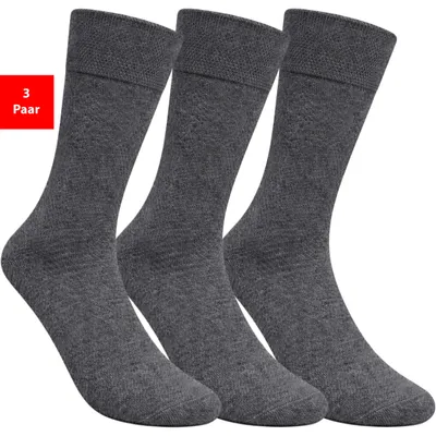 Produktbild von Gesundheitssocken Socken ohne Gummibund & Naht – Komfort Baumwolle Damen Herren - Anthrazit 43-46 3 Paar