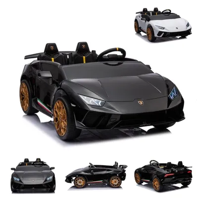 Immagine prodotto di Veicolo per bambini - Auto elettrica "Lamborghini Huracan Spider 2 posti" - licenza - 12V10AH, 4 motori- telecomando 2.4Ghz, MP3, sedile in pelle+EVA-nero