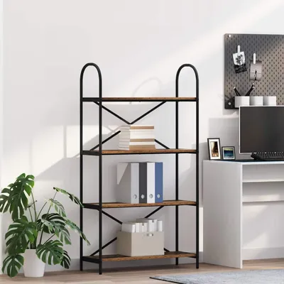 Imagen del producto de Maison Exclusive - Estantería de 4 niveles, 80 x 30 x 146 cm, fabricada con tablero de madera y madera reciclada