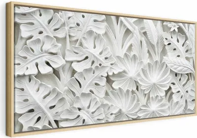 Produktbild von Italienischer Leinwand Leinwandbild - Alabaster Garden (1 Part) 100x50 cm Blätter f-B-0315-b-a