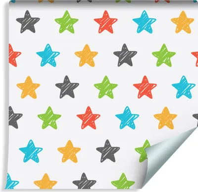 Produktbild von 10m VLIES TAPETE Rolle Kinderzimmer Bunte Sterne Weltall XXL