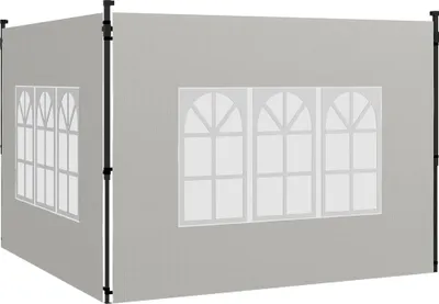 Produktbild von 2er Set Seitenwände für Pavillon 3x3 3x6 Wasserdicht Seitenteile mit Fenster Weiß