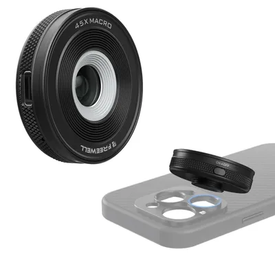 Productafbeelding van Macrolens - 45x - Smartphone - 17 mm schroefdraad - Aluminium - Met lamp