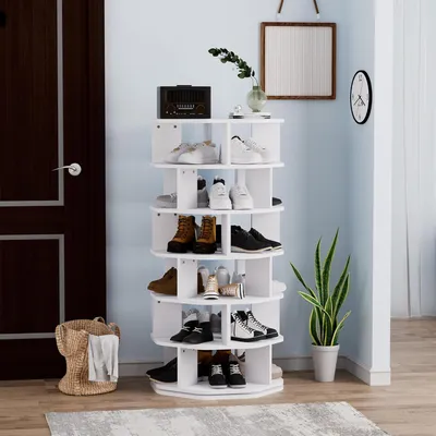 Zdjęcie produktu dla Obrotna półka na buty - szafka na buty - organizer na buty - stojak na buty - szafka na buty z 6 półkami - obrotowa o 360°