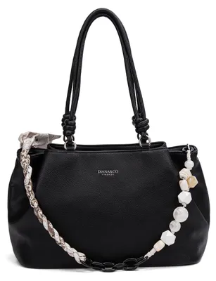 Produktbild von Handtasche aus veganem Leder, Marke Diana&Co, schwarz, mit Reißverschluss und Tragegriffen aus umweltfreundlichem Leder