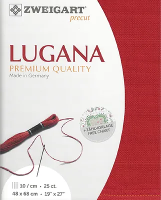 Produktbild von Zählstoff LUGANA Zweigart Precut 25 ct. 3835 Farbe 954 rot, Handarbeitsstoff für Stickerei 48x68 cm