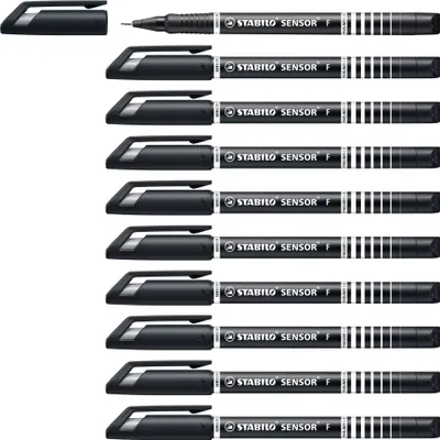 Produktbild von STABILO Fineliner mit gefederter Spitze - SENSOR F - fein - 10er Pack - schwarz