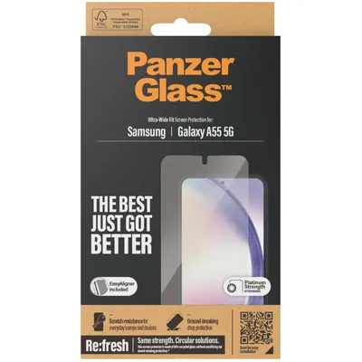 Productafbeelding van PanzerGlass Refresh Ultra-Wide Fit Anti-Bacterial Screenprotector voor de Samsung Galaxy A55