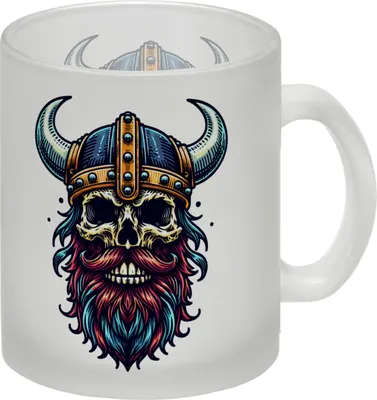 Produktbild von Totenkopf Wikinger Glas Tasse