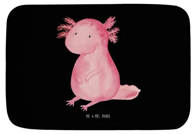 Produktbild von Mr. & Mrs. Panda Badezimmerteppich Axolotl Niedlich - Schwarz - Geschenk, Fröhlich, Badezimmer Matte, Badematte, Badteppich, Liebe, Freundin, Zufrieden, Duschvorleger