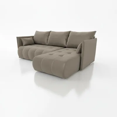 Produktbild von Wohnero24 NESSA Ecksofa mit Schlaffunktion 206x140 cm & Bettkasten – L-Form Couch Beige 218x152 cm