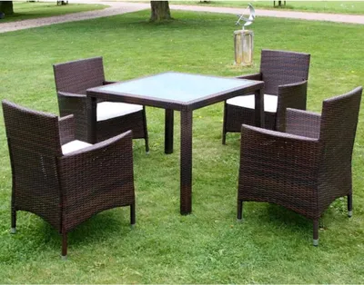 Imagen del producto de Conjunto de jardín de 5 piezas de "The Living Store" con cojines, fabricado en ratán sintético, color marrón
