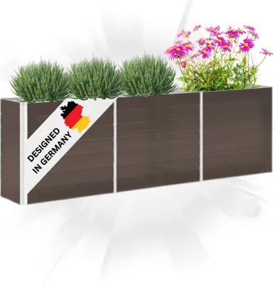 Produktbild von DELUKE® Hochbeet für Garten OSKAR Braun | 240x40x77cm | Verzinkter Stahl | Wetterfest | Gartenbeet Kräuterbeet Blumenbeet Beet hoch Frühbeet für Garten Gemüsebeet