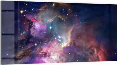Produktbild von DEQORI Glasbild Echtglas 100x50 cm 'Farbenfrohe Galaxie' Wandbild Bild modern Deko