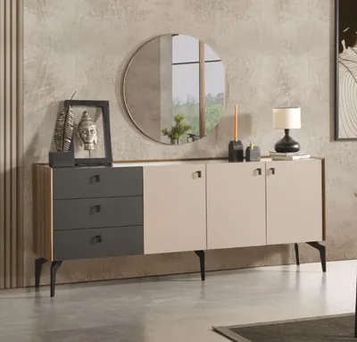 Produktbild von Sideboard mit Spiegel Holz Möbel Luxus Stil Modern 2tlg Garnitur Neu