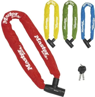 Produktbild von Fahrradschloss Kette Master Lock, Gehärteter Stahl, Integriertes Schlüsselschloss, 90 cm Lang, 8 mm Kettenglieder