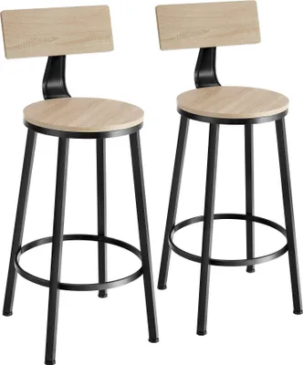 Image de Tabourets de bar Poole - Bois clair industriel, Chêne Sonoma, Lot de 2