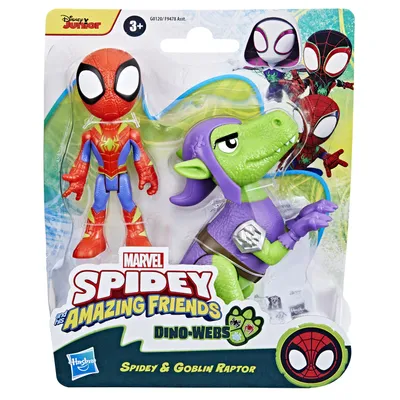 Produktbild von Marvel Spidey und Seine Super-Freunde Dino-Webs, Spidey und Kobold-Raptor Action-Figurenset