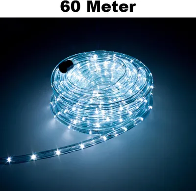 Produktbild von Trade-Shop LED Lichtschlauch Komplett Set mit Zubehör Lichterkette Beleuchtung Weiß 60 Meter F3 LED für Drinnen/Draußen Weihnachten Beleuchtung Dekoration Lichterschlauch