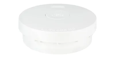 A white smoke detector is shown against a white background.