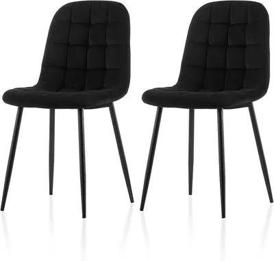 Imagen del producto de Juego de 2 sillas de comedor, tapizadas en terciopelo, sillas de cocina ergonómicas con acolchado, respaldo alto y patas de metal, capacidad de hasta 150 kg. Sillas modernas para comedor, cocina o dormitorio, color