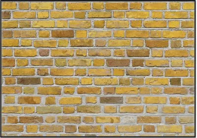 Produktbild von Wallario Wandbild Ziegelsteinwand in gelb - Backsteine, Größe: 70,30 x 100,30 cm, Poster mit schwarzem Aluminiumrahmen