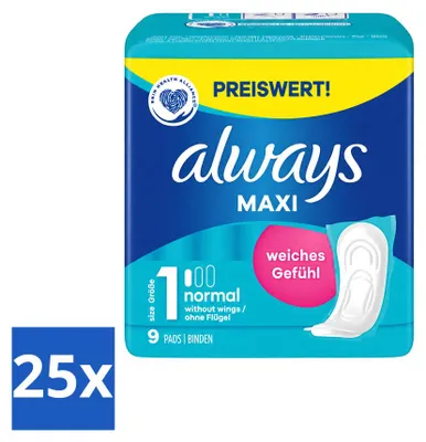 Produktbild von 25 x Always Maxi Damenbinden Normal - Größe 1 - Vorteilspackung - 25 Stücke