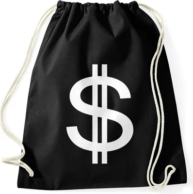 Produktbild von Turnbeutel Dollar Zeichen Symbol Money Bag Geldsack Moonworks® schwarz unisize