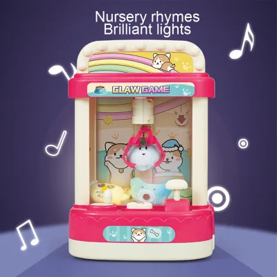 Produktbild von Kinder-Klauenpuppenmaschine, manuelles Mini-Spielzeug-Greifer-Münzspiel mit Geräuschen, Hellrosa