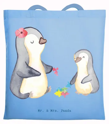 Produktbild von Mr. & Mrs. Panda Tote Bag Sozialpädagogin Herz - Sky Blue - Geschenk, Schultasche, dokumententasche, Tasche, Jutebeutel, Laptoptasche