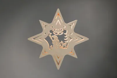 Produktbild von Fensterbild Stern "Schneemann" (31x31x5cm) von Weigla Holzkunst