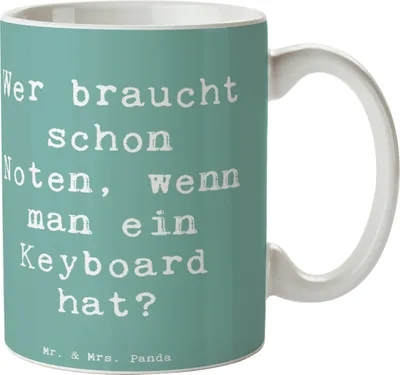 Produktbild von Mr. & Mrs. Panda Tasse Spruch Keyboard Freude - Meeresbrise - Geschenk, Musik, Akkorde, Becher, Kaffeebecher, Sequenzer, Bedruckte, Kaffeetasse, Lernen, Klaviere, Musiker
