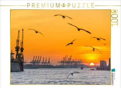 Produktbild von CALVENDO Puzzle Sonnenuntergang an der Elbe | 1000 Teile Lege-Größe 64x48cm Foto-Puzzle für glückliche Stunden