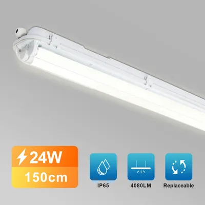 Produktbild von Clanmacy LED Feuchtraumleuchte Kellerleuchte Wannenleuchte Leuchtstoff Keller 150cm Neutralweiß