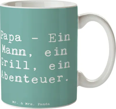 Produktbild von Mr. & Mrs. Panda Teetasse Spruch Papa Abenteuer - Meeresbrise - Geschenk, Daddy, Kaffeetasse, Pott, Verwandte, kaffeebecher bedruckt, persönliche Erinnerungen, Dankeschön
