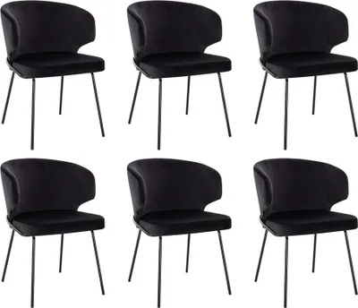 Produktbild von HOME DELUXE - Polsterstuhl AMARA- 6 Stück, Farbe: Samt Schwarz - weiche Polsterung, bis 120 kg belastbar I Küchenstuhl Speisestühle Esszimmerstühle