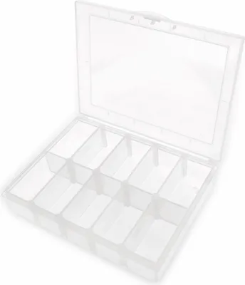 Produktbild von Sortimentsbox, 133x95x28, 10 Fächer, PP, transparent