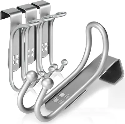 Produktbild von com-four® 4x Türhaken - Doppel-Kleiderhaken mit Schaumstoff-Schutz für Zimmer- und Schranktüren - Handtuch- und Jackenhalter aus Metall - Garderobenhaken zum Einhängen ohne Bohren