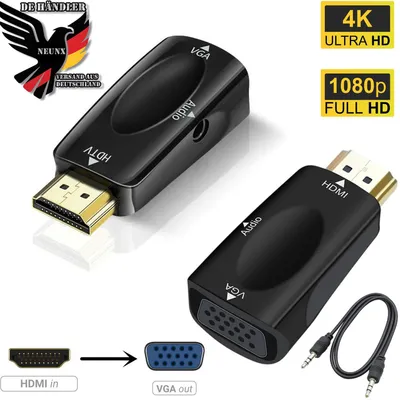 Produktbild von HDMI auf zu VGA Adapter Adapter HDMI auf VGA für Computer, Laptop, PC, Monitor, HDTV, mit 3.5mm Klinke Tragbar für SONY PS4, Apple MacBook Pro TV usw.